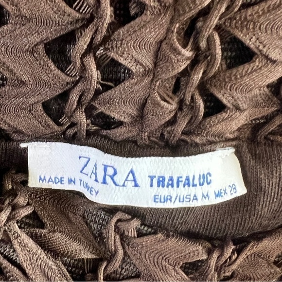 Zara Trafaluc Collection Open Weave Elastic Waist Pull on Pants Brown Size M - Picture 6 of 9